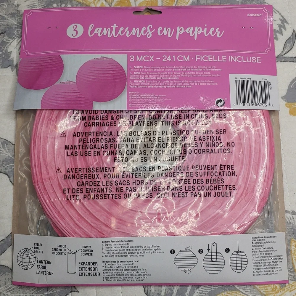 Pink Paper Lanterns, 3-pack